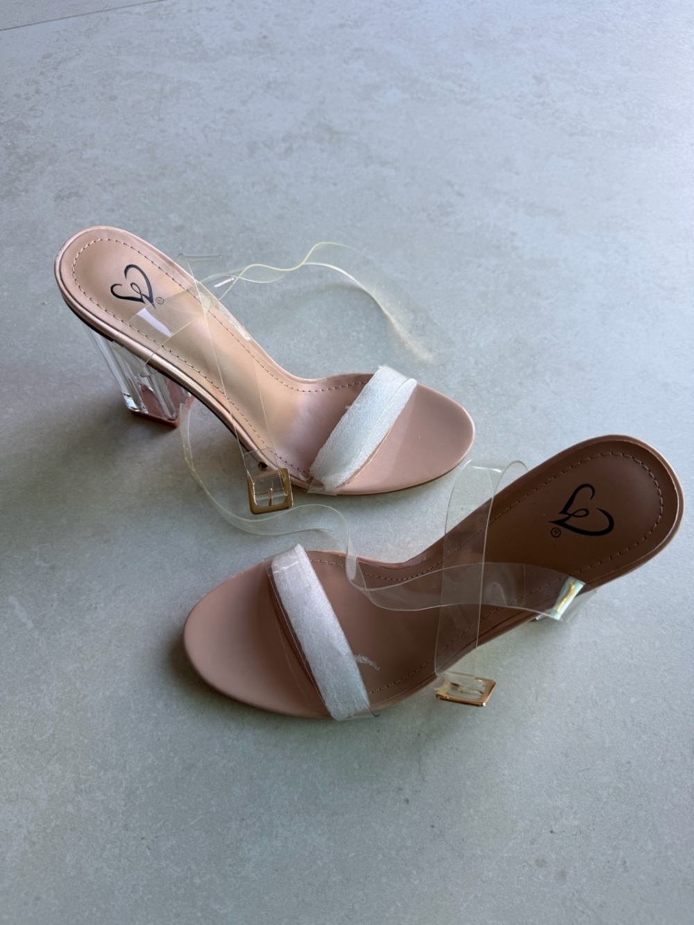 Windsor Clear Strap Nude Block Heel Sandals
